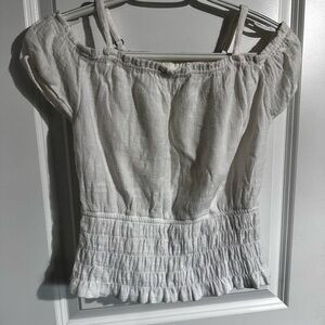 Abercrombie Kids Off-Shoulder White Smocked Top – Size 11/12 – New Without Tags